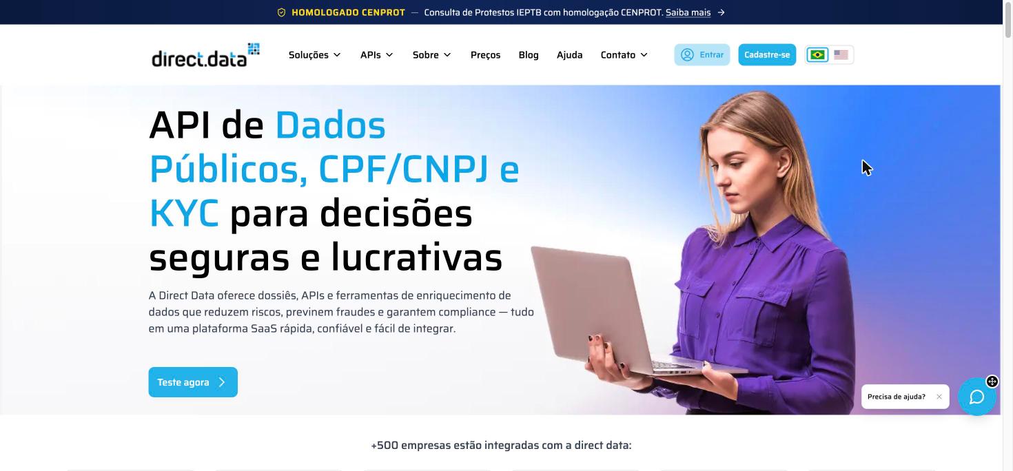 direct.data — site, API de dados
