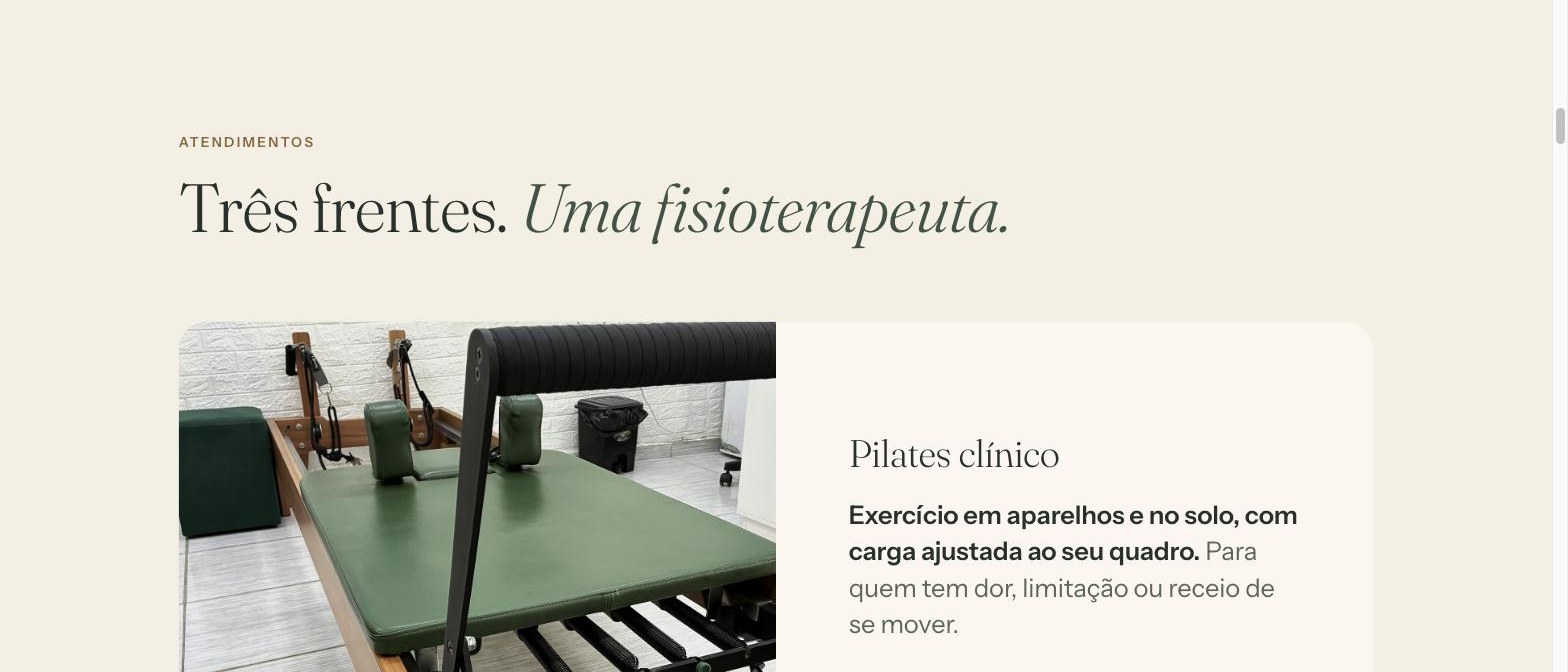 Luipilates — três frentes, uma fisioterapeuta